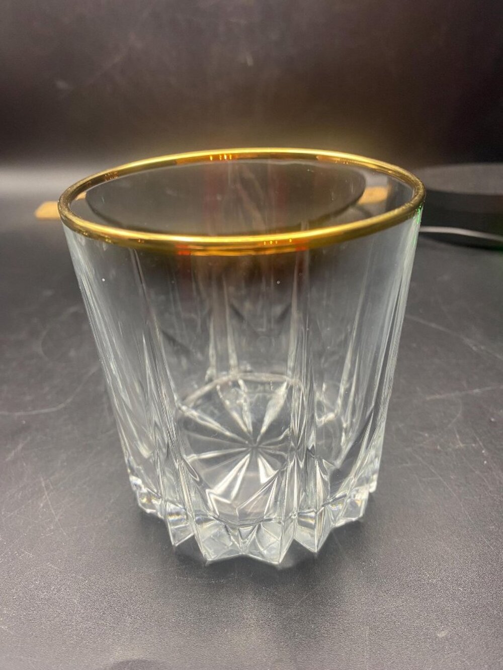 Crystal Old Fashioned Glass with 22 K Gold Rim